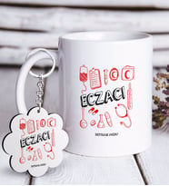 BK Gift Kişiye Özel Mesleki Eczacı Beyaz Kupa ve Anahtarlık Hediye Seti-2 (Model 1)