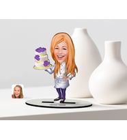 BK Gift Kişiye Özel Bayan Pasta Şefi Karikatür Ahşap Biblo  1