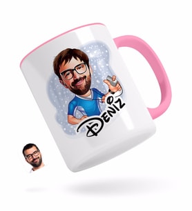 BK Gift Kişiye Özel Erkek Antrenör Karikatürlü Pembe Kupa Bardak-1