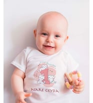Pia Baby T2022-11 %100 Pamuk Bebek 1 Yaş Doğum Günü Çıtçıtlı Body