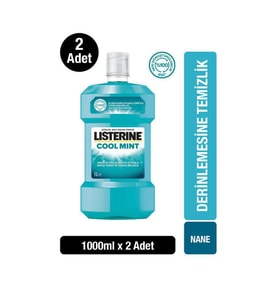 Listerine Cool Mint Ağız Bakım Suyu 1000 ml x 2  (Standart)