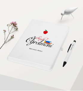 BK Gift Kişiye Özel Sınıf Öğretmeni Temalı Beyaz Defter Kalem Hediye Seti - 6