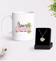 BK Gift Kişiye Özel Bugün Günlerden Öğretmen Beyaz Kupa ve Papatya Kolye Hediye Seti-1 (Model 1)