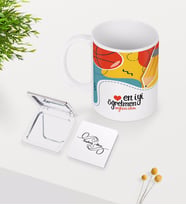 BK Gift Kişiye Özel En İyi Öğretmen Beyaz Kupa Ayna Seti-5 (Model 1)