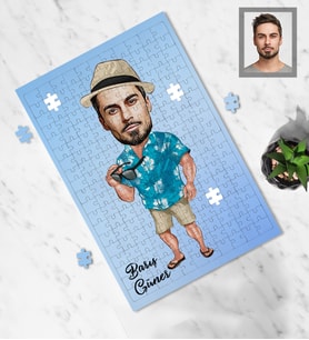 Kişiye Özel Erkek Karikatürlü A3 130 Parça Puzzle Model-11