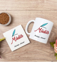 Müdür Beyaz Kupa Bardak Ve Bardak Altlığı Seti