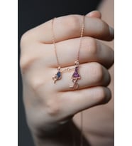 925 Ayar Kadın Anne Ve Erkek Çocuk Model Rose Kaplama Gümüş Kolye