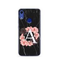 Mermer Çiçekli Harf Tasarım Süper Şeffaf Silikon Telefon Kılıfı Huawei Honor 8A 