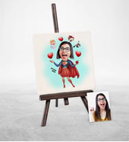BK Gift Kişiye Özel Süper Anne Karikatür Şovaleli Doğal Taş