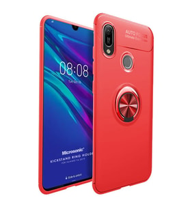 Microsonic Huawei Y6 2019 Kılıf Kickstand Ring Holder Kırmızı