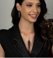 Gümüş Zirkon Taşlı Tüy Tasarım Abiye Günlük Set (Rose)