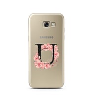 Pembe Çiçekli Harf Tasarım Süper Şeffaf Silikon Telefon Kılıfı Samsung A5 (2017)