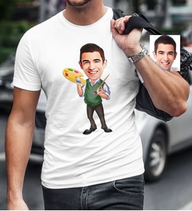 BK Gift Kişiye Özel Bay Ressam Karikatür Beyaz Tişört  1