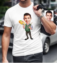BK Gift Kişiye Özel Bay Ressam Karikatür Beyaz Tişört  1