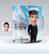 BK Gift Kişiye Özel Bay Gemi Kaptanı Karikatürlü Beyaz Kupa Bardak  1