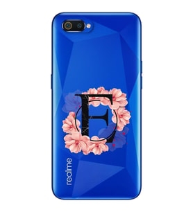 Pembe Çiçekli Harf Tasarım Süper Şeffaf Silikon Telefon Kılıfı Oppo Realmi C2 E-