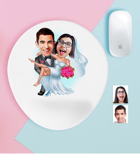 BK Gift Kişiye Özel Evleniyoruz Karikatürlü Bilek Destekli Mouse Pad-9 (Beyaz)