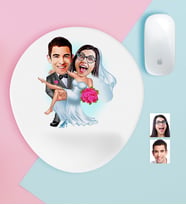 BK Gift Kişiye Özel Evleniyoruz Karikatürlü Bilek Destekli Mouse Pad-9 (Beyaz)