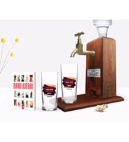 BK Gift Kişiye Özel Renkli Baskılı Yarıya Kadar Değil Yaraya Kadar Tasarımlı İkili Rakı Bardağı Ahşap Rakı Standı ve Cep Kitabı Hediye Seti-4 (Model 1)