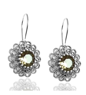 Zultanit Taşlı Yuvarlak Model Bayan Telkari Gümüş Küpe 201014836