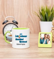 Laboratuvar Hizmetleri Öğretmeni Yeşil Kupa ve Yeşil Mini Fotoğraf Çerçevesi