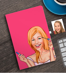 BK Gift Kişiye Özel Bayan Karikatürlü Defter-21