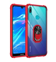 Microsonic Huawei Y7 Prime 2019 Kılıf Grande Clear Ring Holder Kırmızı