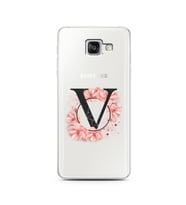 Pembe Çiçekli Harf Tasarım Süper Şeffaf Silikon Telefon Kılıfı Samsung A5 (2016)