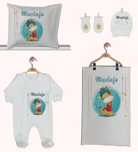 Pia Baby GL 1934-02 İsme Özel Beşli Tulum Set