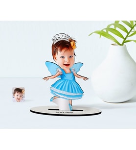 BK Gift Kişiye Özel Çocuk Balerin Karikatürlü Ahşap Biblo Model-1 (Beyaz)