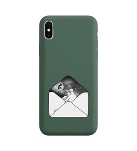 Iphone X Mektup Tasarımlı Koyu Yeşil Lansman Telefon Kılıfı