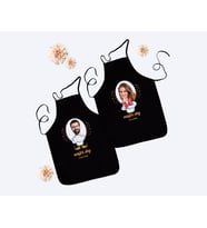 BK Gift Kişiye Özel İkili Erkek ve Kadın Chef Siyah Mutfak Önlüğü Seti-2
