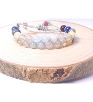 AKUAMARİN GÜL KUVARS SİTTRİN KALSİT LABRADORİT LAPİS  LAZULİ TURMALİN AMETİST ÇİFT SIRA ÖRME BİLEKLİK (Karışık)
