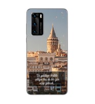 Galata Tasarımlı Süper Şeffaf Silikon Telefon Kılıfı Huawei P40