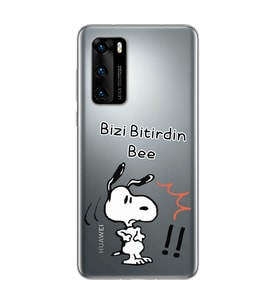 Snoopy Tasarımlı Süper Şeffaf Silikon Telefon Kılıfı Huawei P40