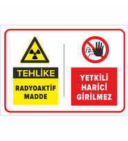 MIGNATIS - Dikkat Radyoaktif Madde Yetkili Dışında Girilmez Levhası - Sac Malzeme 35x50cm