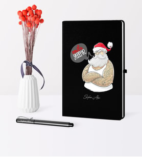 BK Gift Kişiye Özel Yılbaşı Noel Baba Temalı Siyah Defter Kalem Seti - 4