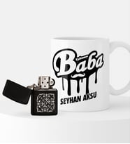 BK Gift Kişiye Özel Kahraman Baba Benzinli Çakmak ve Kupa Seti (Model 1)