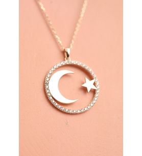 14 Ayar Altın Ay Yıldız Kolye