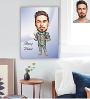 Kişiye Özel Asker Karikatürlü Ahşap Tablo 30x47 Bay-3