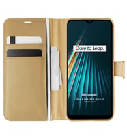 Microsonic Realme 5i Kılıf Delux Leather Wallet Gold