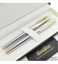 Scrikss 39 Gold Krom Dolma Kalem + Roller Kalem Seti  Scrikss Oscar  İsme Özel Kalem  Hediye Kalem
