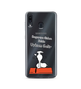 Snoopy Tasarımlı Süper Şeffaf Silikon Telefon Kılıfı Samsung A30