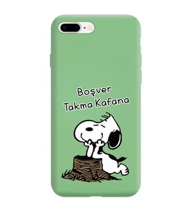 Snoopy Tasarımlı Yeşil Lansman Telefon Kılıfı İphone 7 Plus