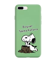 Snoopy Tasarımlı Yeşil Lansman Telefon Kılıfı İphone 7 Plus