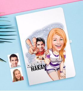 BK Gift Kişiye Özel Sevgililer Karikatürlü Beyaz Defter-30
