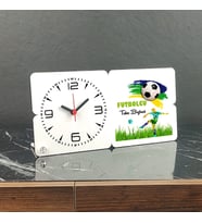 Futbolcu Ahşap Masa Saati