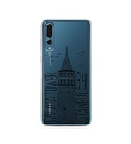 Galata Tasarımlı Süper Şeffaf Silikon Telefon Kılıfı Huawei P20 Pro  
