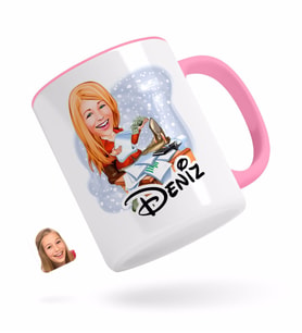 BK Gift Kişiye Özel Kadın Patron Karikatürlü Pembe Kupa Bardak-6