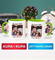 İkili Sevgiliye Sevgililer Günü Hediyesi 9 Kupa Bardak Yeşil